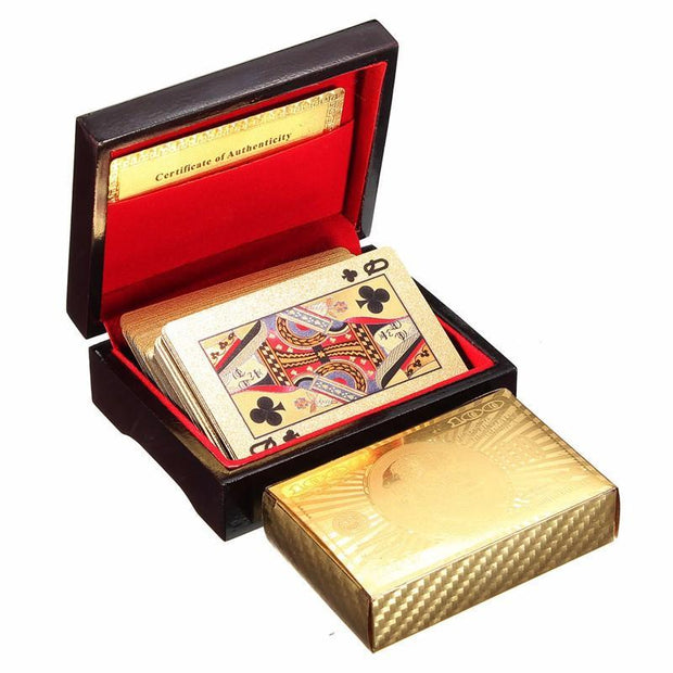 24K GOLD-PLATED PLAYING CARDS WITH CASE - jetlove